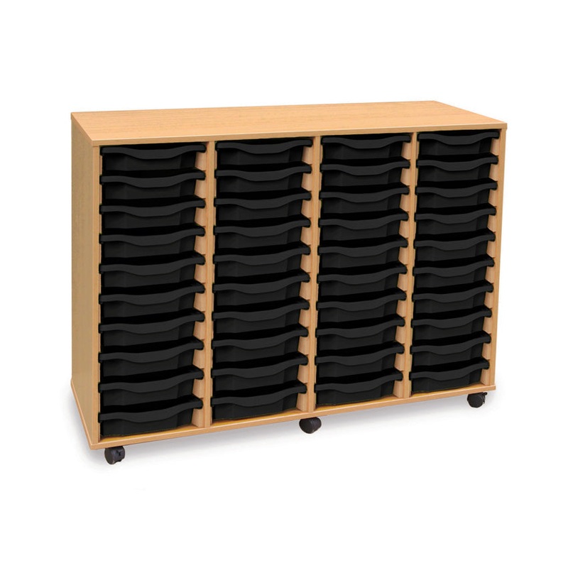 Monarch shallow tray storage unit – 40 trays (4 x 10) beech