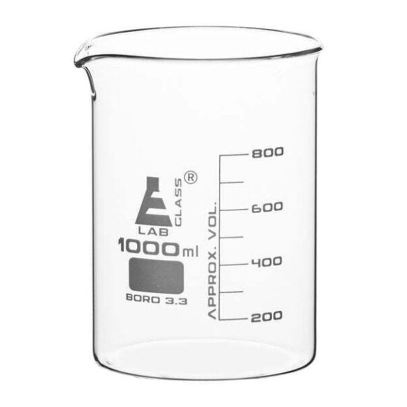 LabGlassBeaker Low form, with spout made of borosilicate glass, graduated, 1000ml. (Pack of 6)