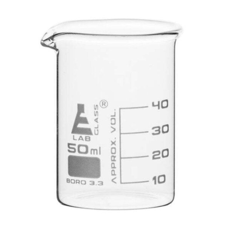 LabGlassBeaker Low form, with spout made of borosilicate glass, graduated, 50ml. (Pack of 12)