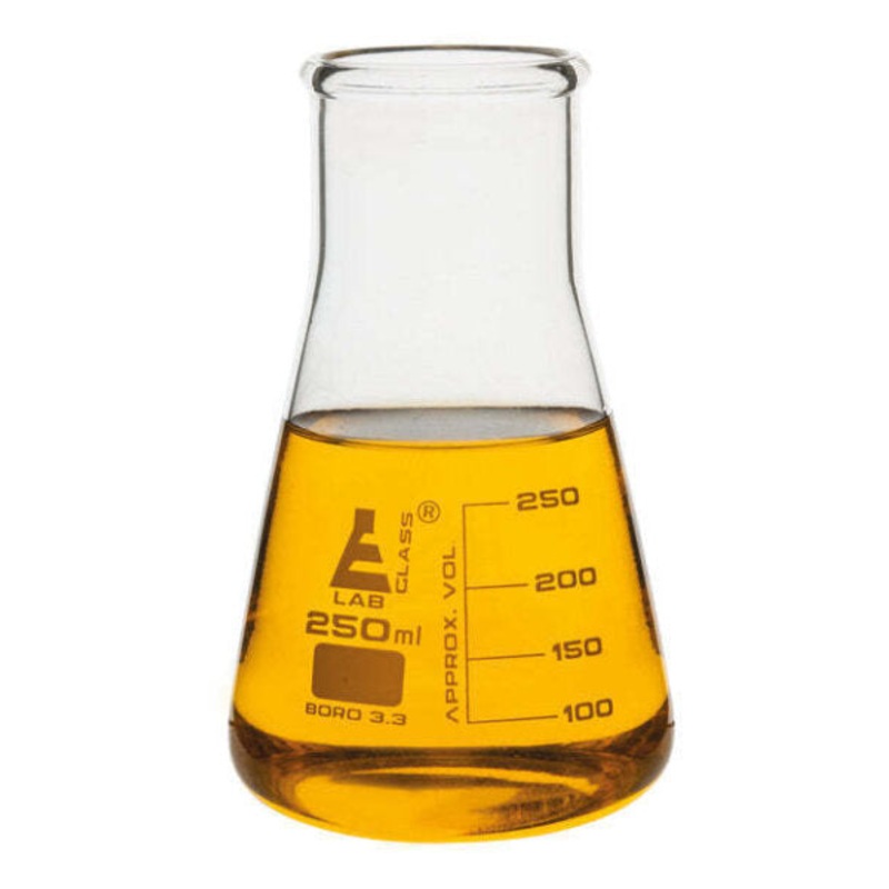 LabGlassFlask Conical 250ml, wide neck, borosilicate glass (Pack of 12)