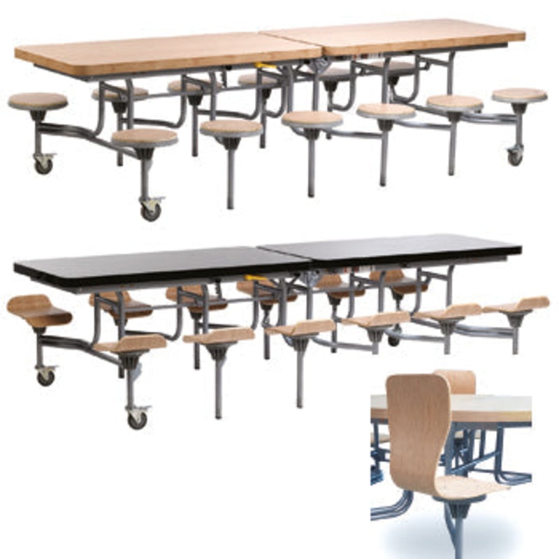 12 SEAT PRIMO MOBILE FOLDING TABLE, With Full Back, White Gloss