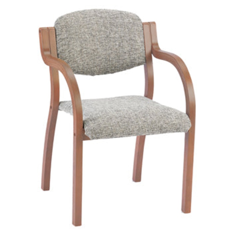 STACKING CHAIR WITH ARMS, Fabric, Stone