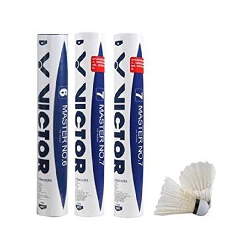 VICTOR Master No 7 Feather Shuttlecock Made up of Duck Feather & Composite Cork (1 Tube of 12Pcs Shuttlecock)