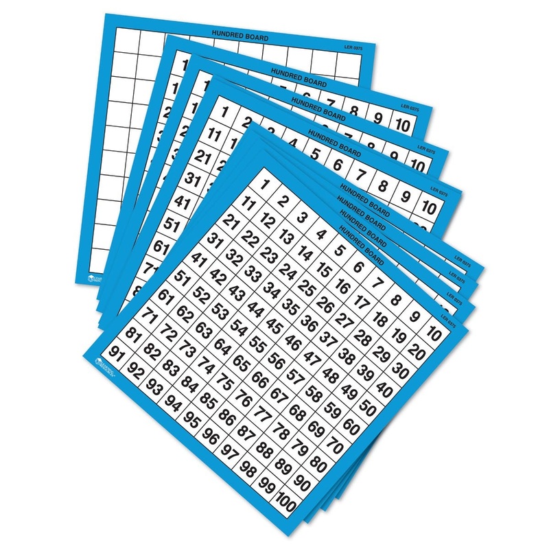 Laminated Hundreds Boards, Set of 10