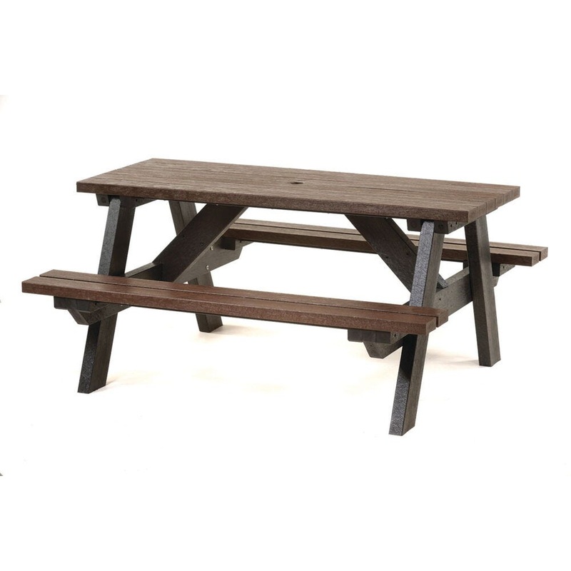 LEISURE BENCH, RECYCLED PLASTIC FURNITURE, A-Frame Picnic Table, Black, Each