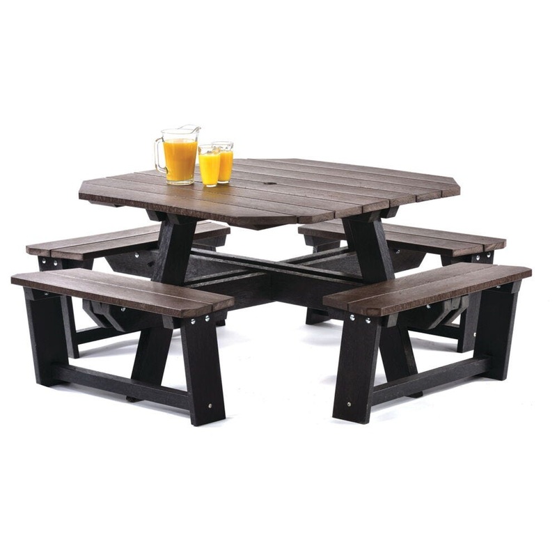 LEISURE BENCH, RECYCLED PLASTIC FURNITURE, Square Picnic Table, Black, Each