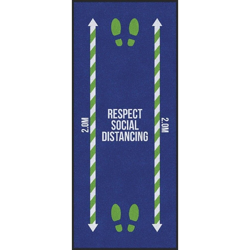 RESPECT SOCIAL DISTANCING MAT, Gripper Back for Carpets, Each