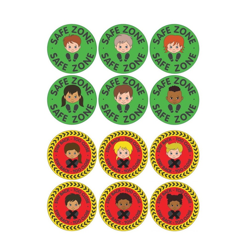 SAFE DISTANCE MARKERS, With Text, With text, Set of 12