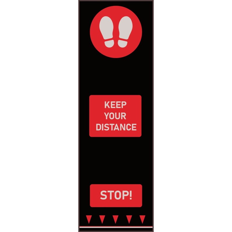 SOCIAL DISTANCING FLOOR MAT – FOOTPRINTS, Red, Each