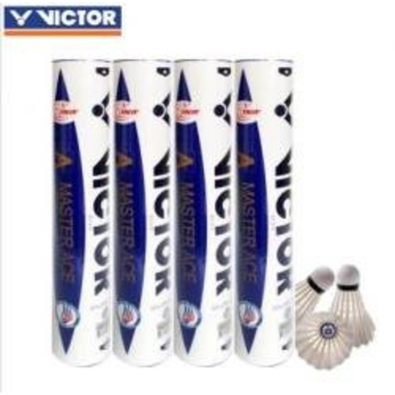 VICTOR Master Ace Shuttlecock – BWF Approved Feather Shuttlecock Made up of Goose Feather & Full Cork (1 Tube of 12Pcs Shuttlecock)