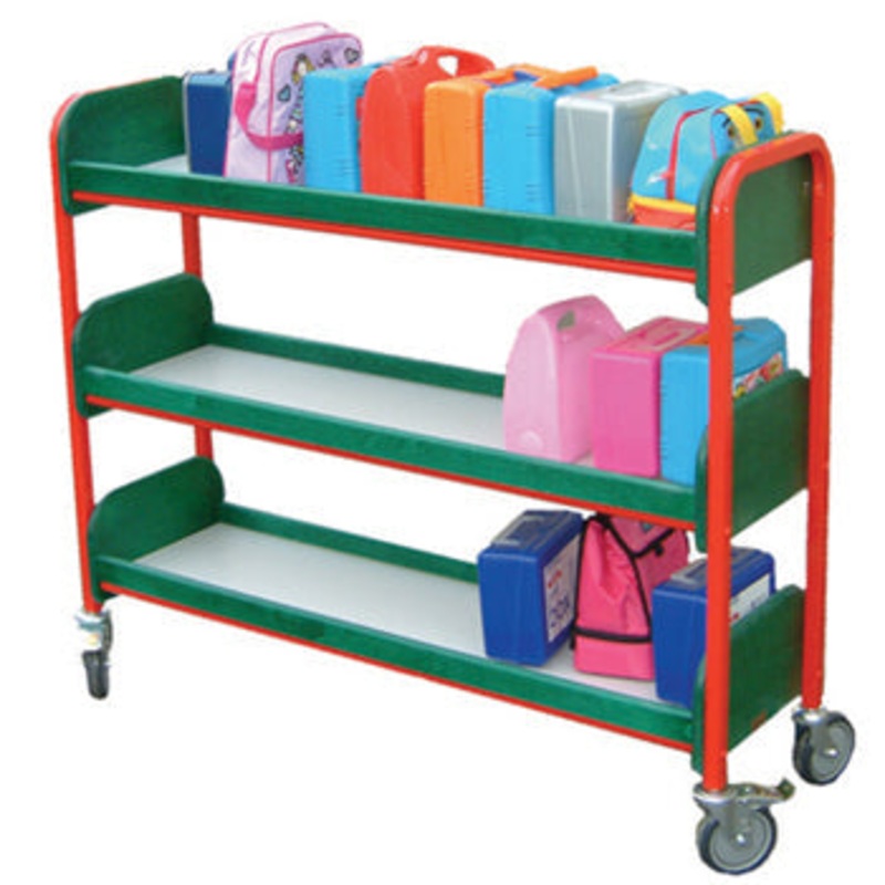 STEEL LUNCHBOX TROLLEYS, 30 Boxes – Long, Red, Each
