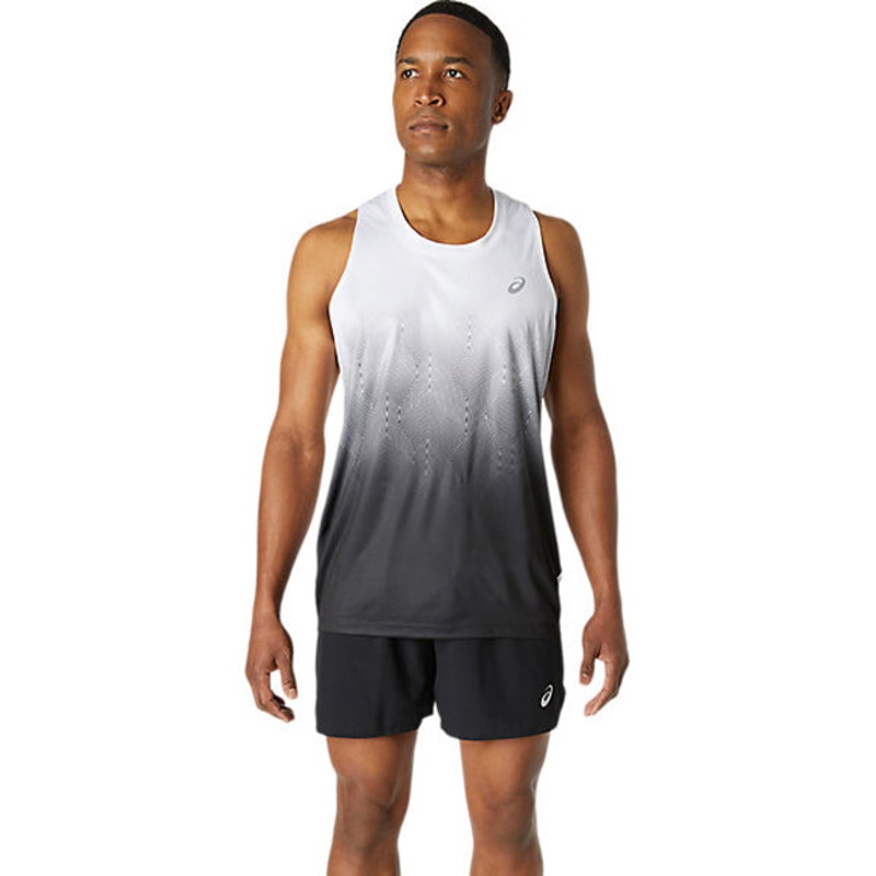 Asics Mens Kasane Singlet|WHT/BLK|S|M|L|XL