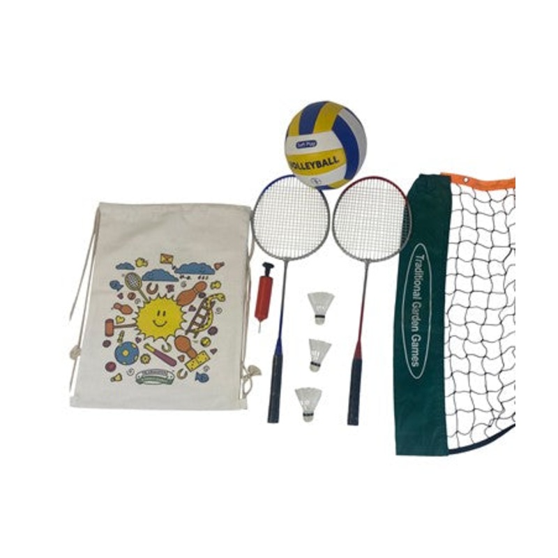 Badminton & Volleyball Set with 6m Net