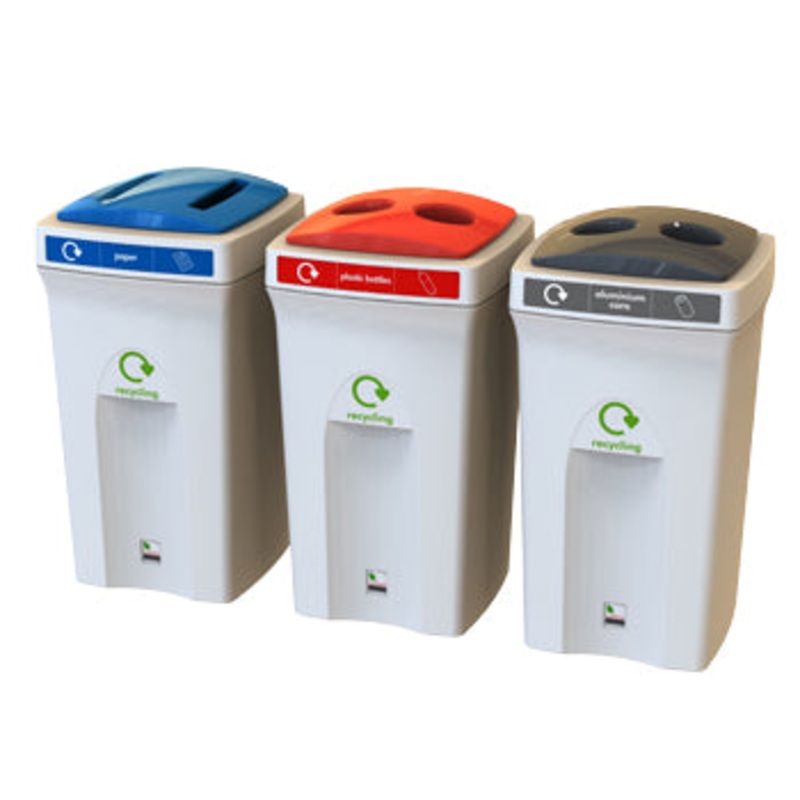 RECYCLING BINS, ENVIROBIN 100 COLLECTION, Paper, blue lid, slots, Leafield Environmental, Each