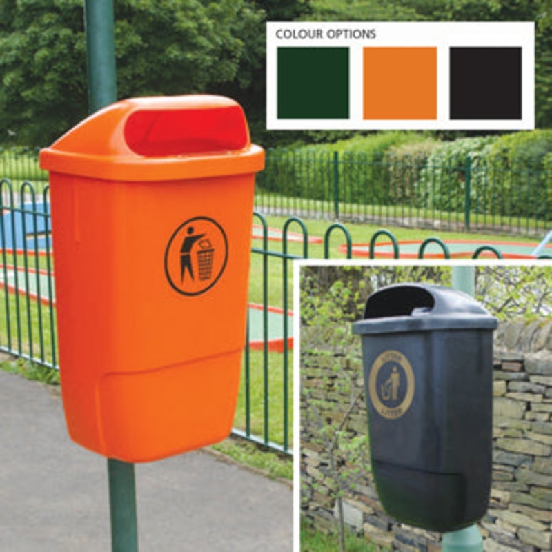 WASTE DISPOSAL, ASB/50 POST MOUNTABLE BIN, Green, WYBONE, Each