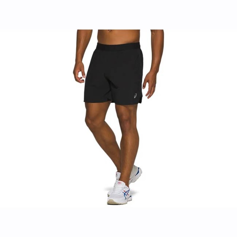 Asics Mens Road 7 Run Short|BLK|BLK/ORG|S|M|L|XL