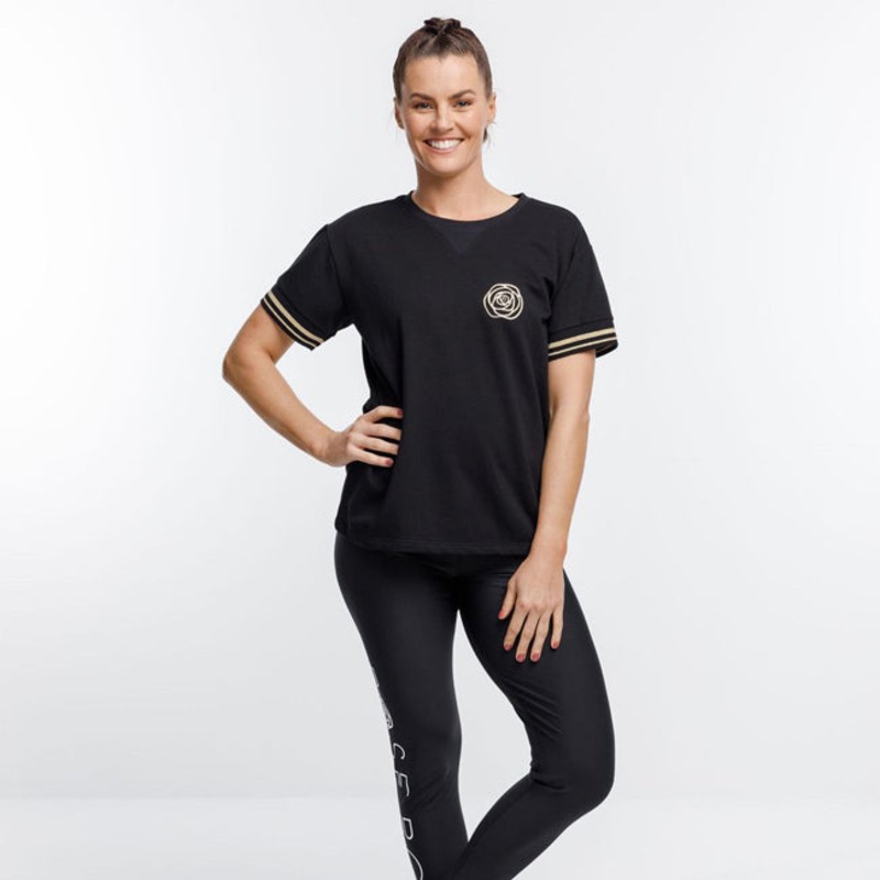 Rose Road Boxy Tee -Gold Cuffs & Badge