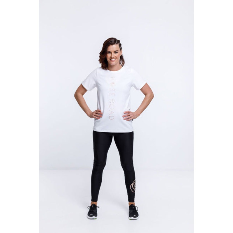 Rose Road Tee Rose Gold Vertical RR Logo