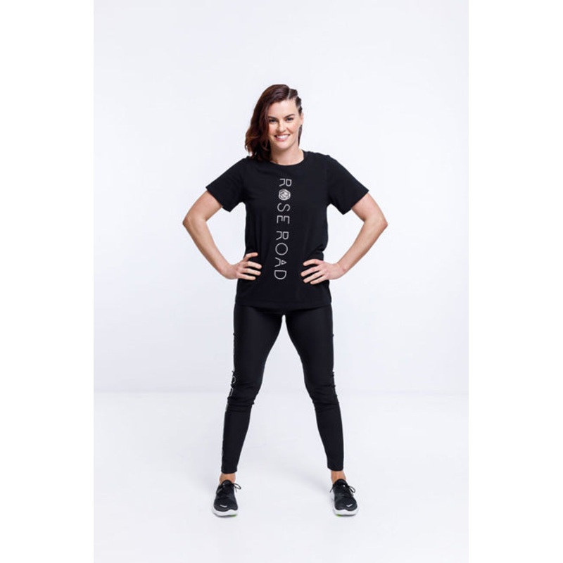 Rose Road Tee wth White Vertical RR Logo