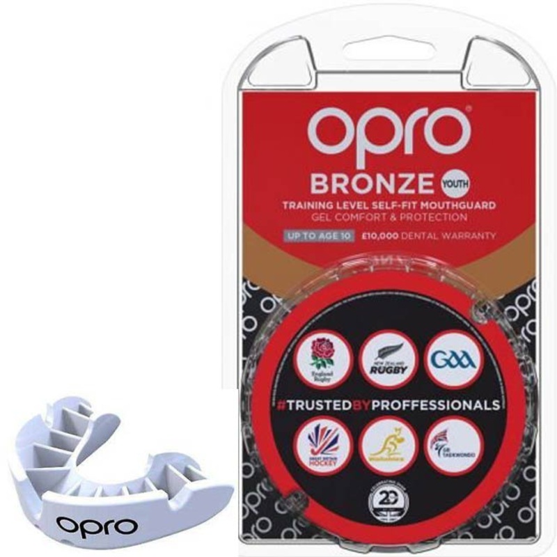 Opro Bronze Mouthguard Adult|White|BLK|RED|BLU