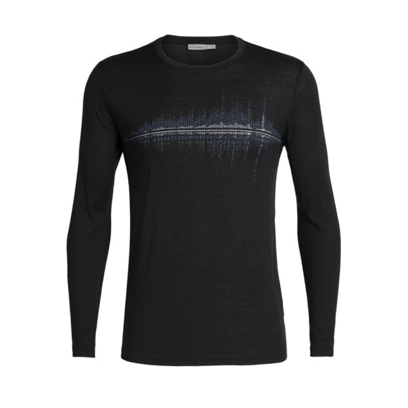 Icebreaker Mens Tech LS Crewe Snow Wave