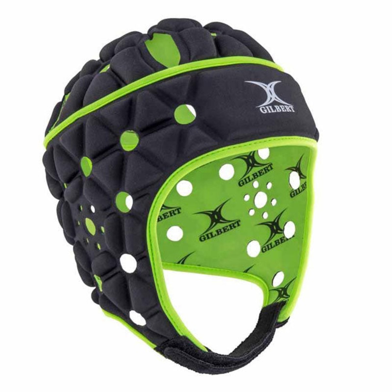 Gilbert Air Rugby Headgear|BLK/GREEN|Black|S|M|L|XL