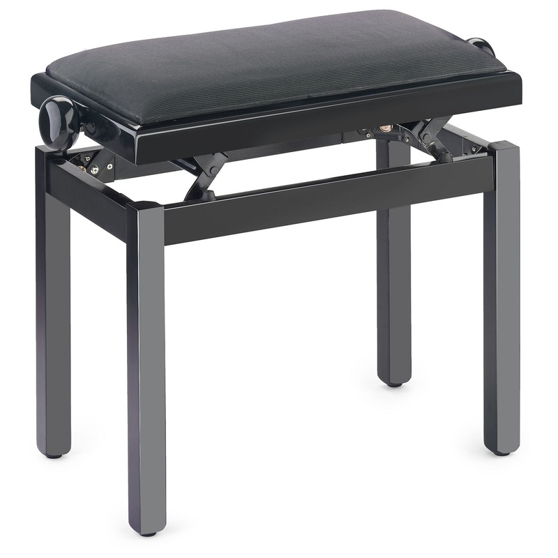 Stagg Pbf39 Height Adjustable Piano Stool – Polished Black, With Black Dralon Seat