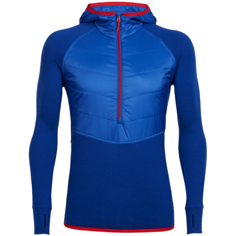 ICEBREAKER MENS ELLIPSE LS HALF ZIP HOOD