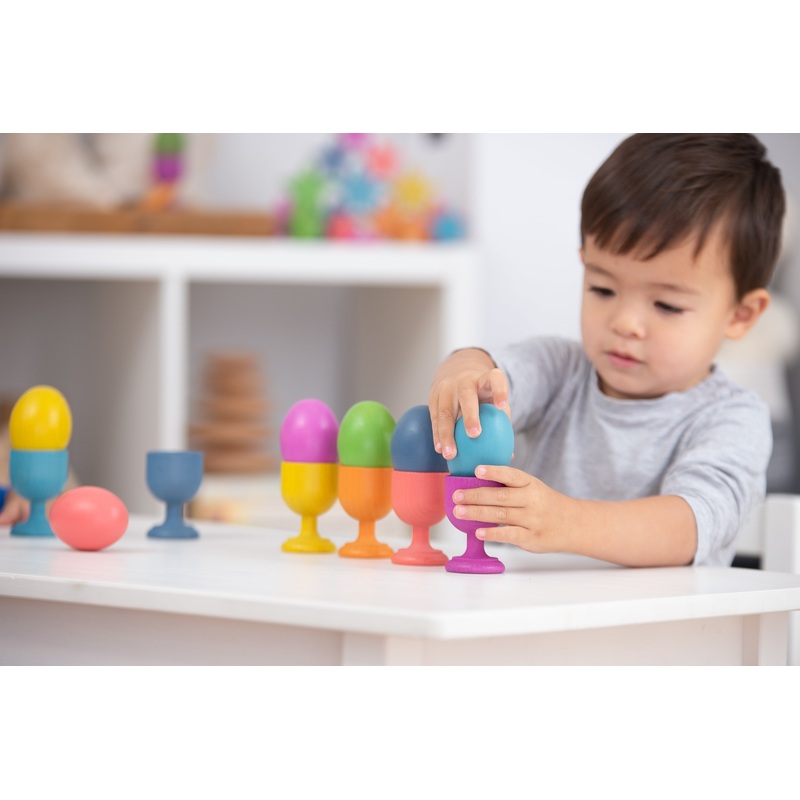 Rainbow Wooden Egg Cups