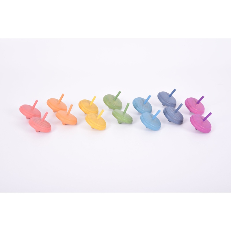 Rainbow Wooden Spinning Tops