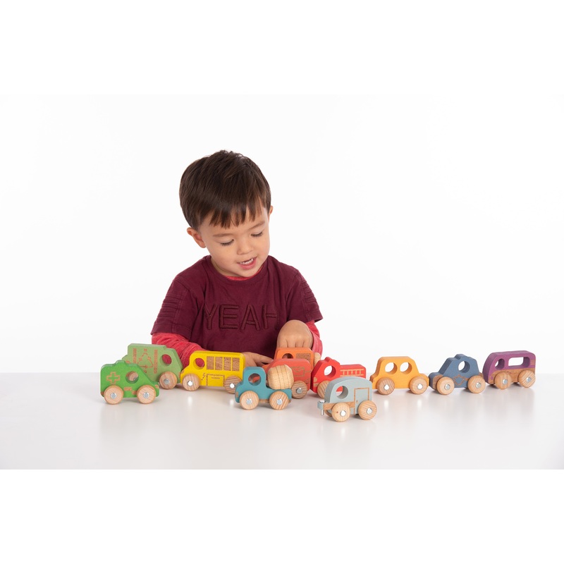 Rainbow Wooden Vehicles Set