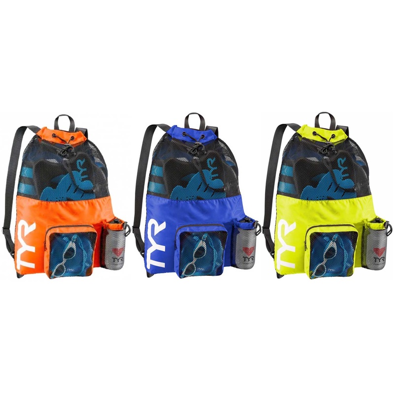 TYR BIG MESH SWIM BACKPACK|ORG|YEL|BLU