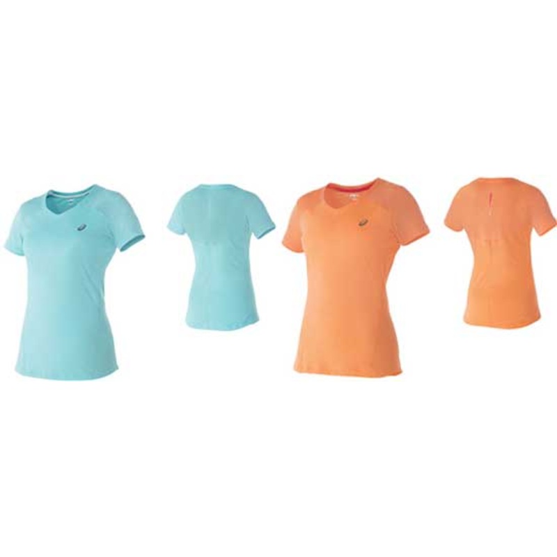 ASICS WOMENS V-NECK TEE|PEACH|TURQUOISE|10|12|14|16