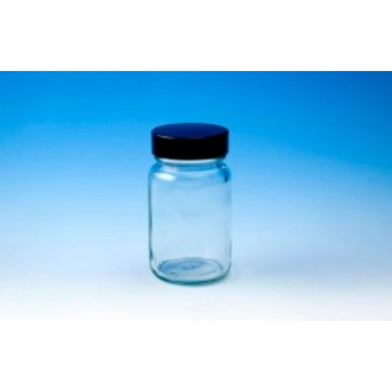 Bottles, Powder, Clear Glass, WM, Black Screw Cap, Thread R3/38, 60ml (Pack 10)