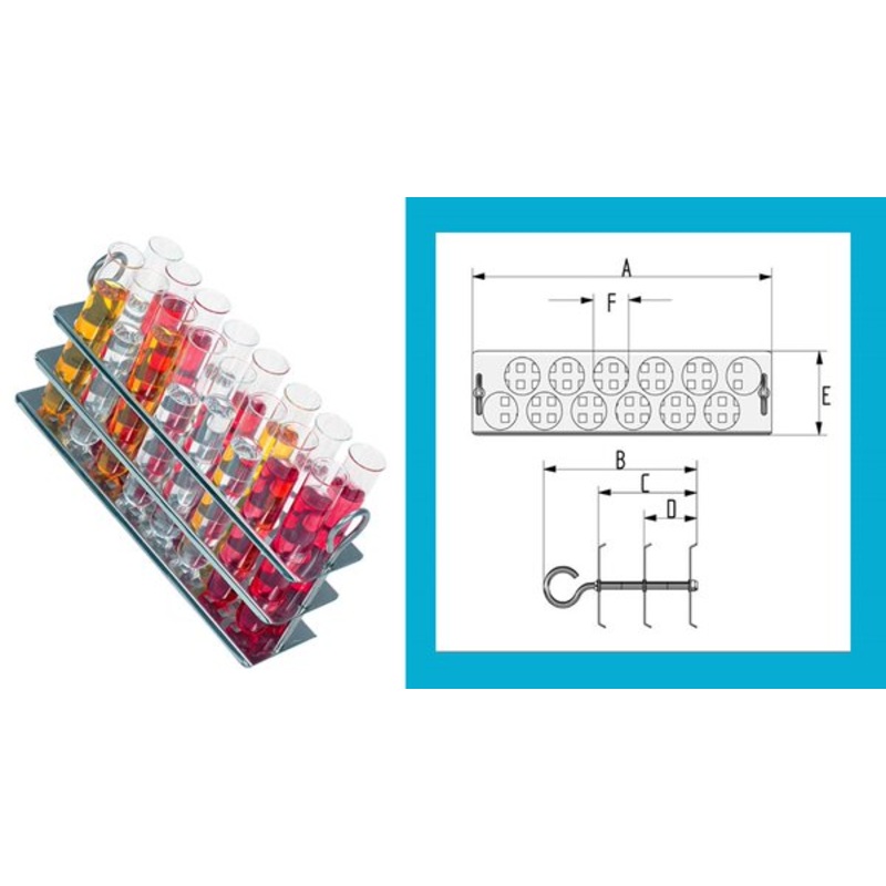 Clifton Water Bath Stainless Steel Test Tube Rack, 26 Holes x 17mm Dia. (Each)