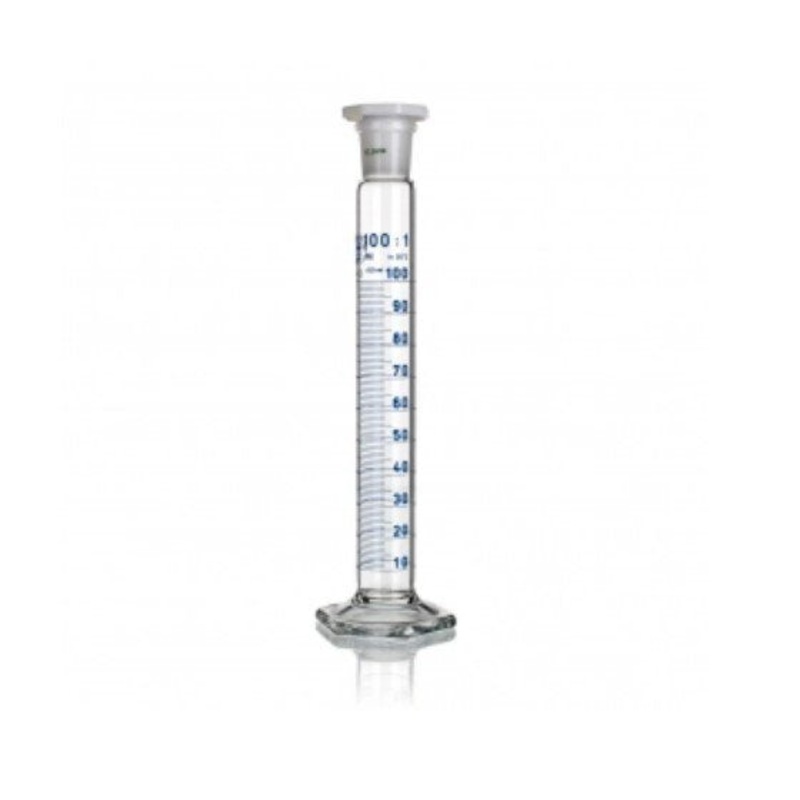 Cylinder, Mixing, Borosiliciate Glass, Class B, Graduated, Plastic Stopper, 1Ltr