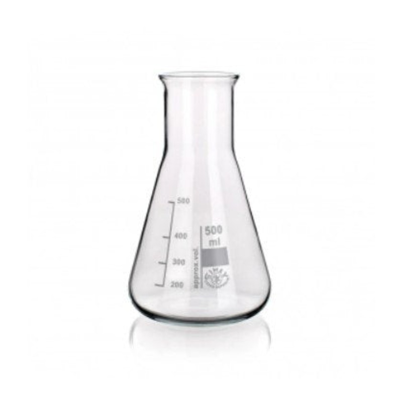 Flask, Erlenmeyer, Borosilicate Glass, Wide Mouth, Graduated, 50ml (Pack 10)