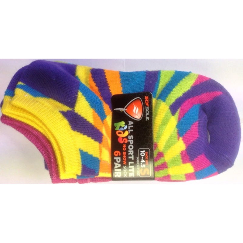 SOF SOLE LITE NO SHOW DIGI 6 PK KID SOCK