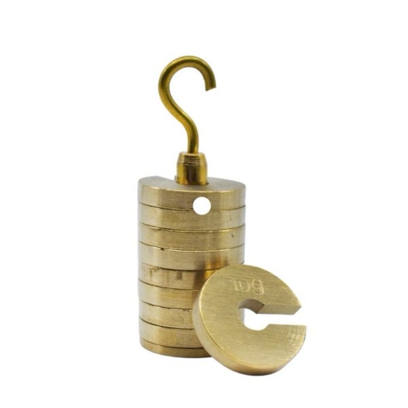 Slotted Weight Set, 100g – Brass – With Hook – Removable Weights – 10g (Each)