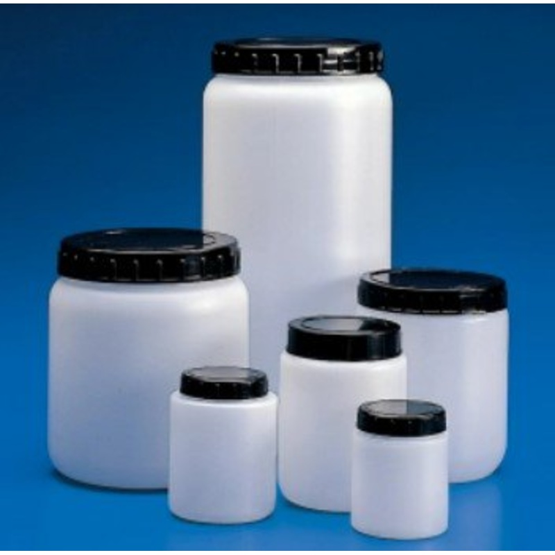 Bottles, HDPE, Wide Mouth, with Black Cap, 1Ltr (Pack 20)