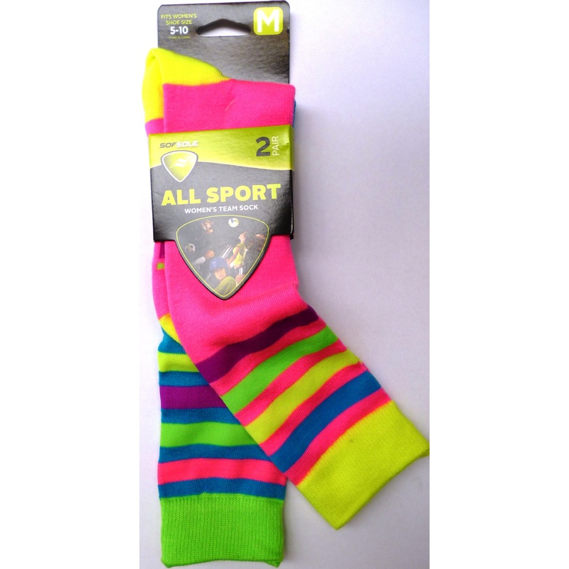 PRINTED KNEEHIGH MULTI STRIP SOCK 2 PAIR