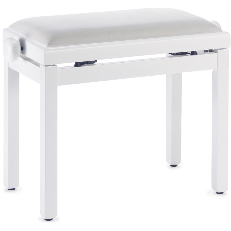 Stagg PBF39 Height adjustable piano stool – Matt white, with white velour seat
