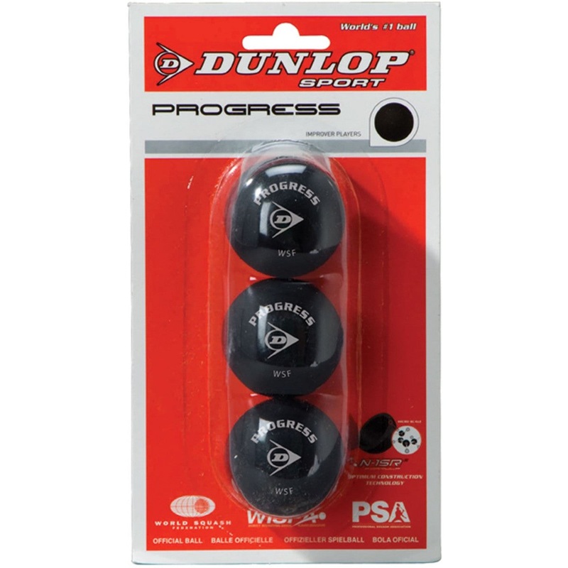 DUNLOP PROGRESS SQUASH BALL RED 3 PK