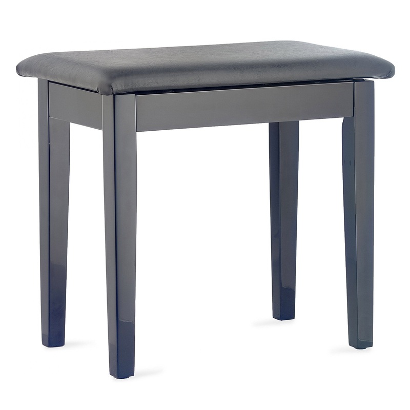 Stagg fixed height piano stool with music storage – Black Gloss