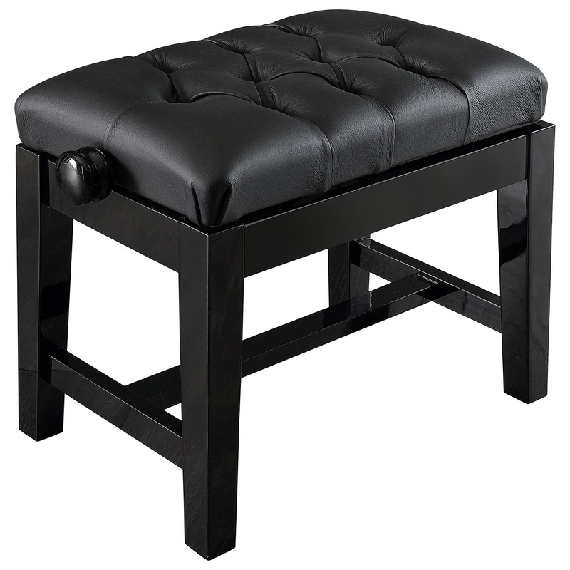 125TCH concert piano stool – Black gloss, black simulated leather