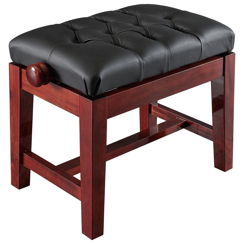 125TCH concert piano stool – Dark red mahogany, black simulated leather