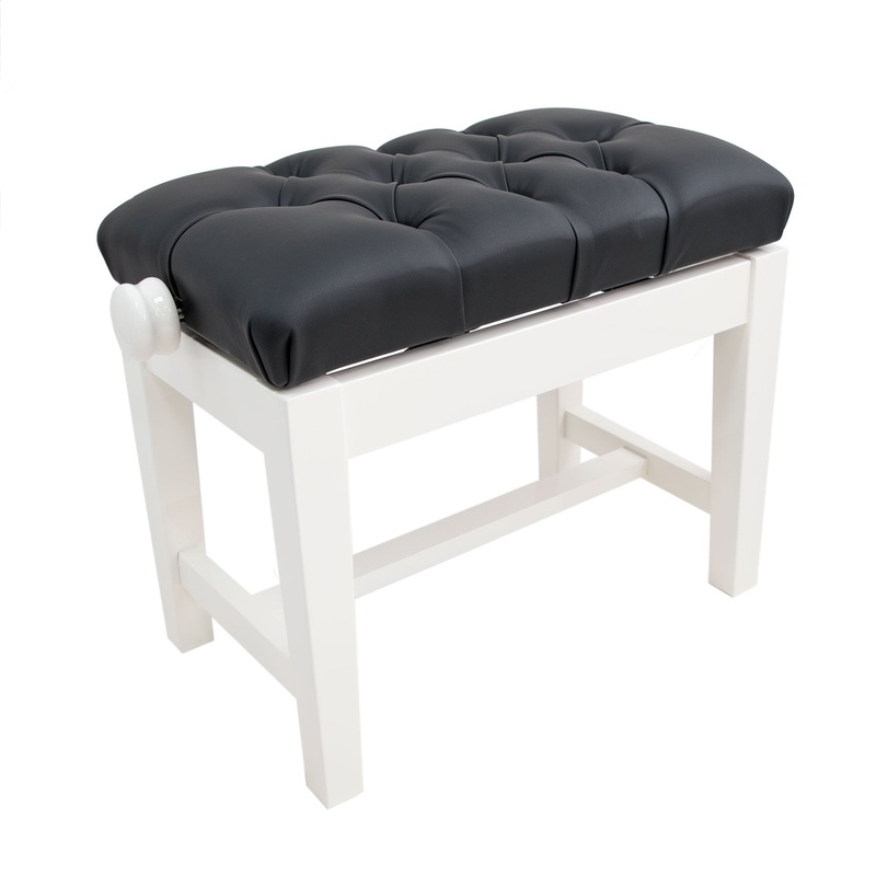 125TCH concert piano stool – White gloss, black simulated leather