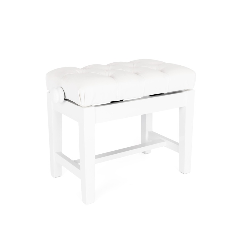 125TCH concert piano stool – White gloss, white simulated leather