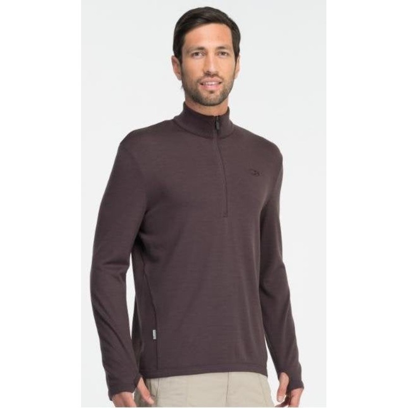 ICEBREAKER MENS ORIGINAL HALF ZIP WALNUT