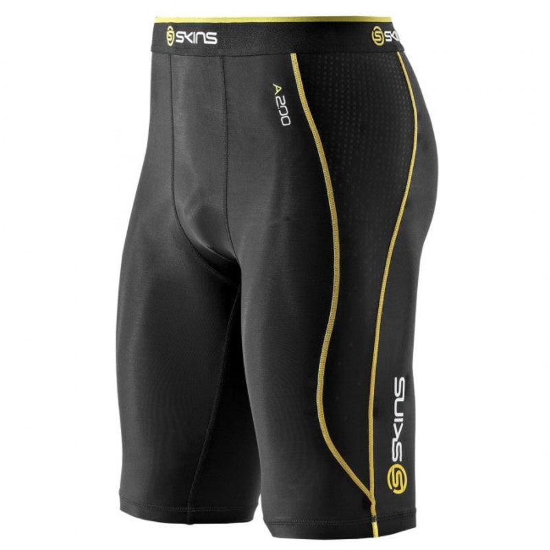 SKINS A200 MENS HALF TIGHTS BLACK/YELLOW